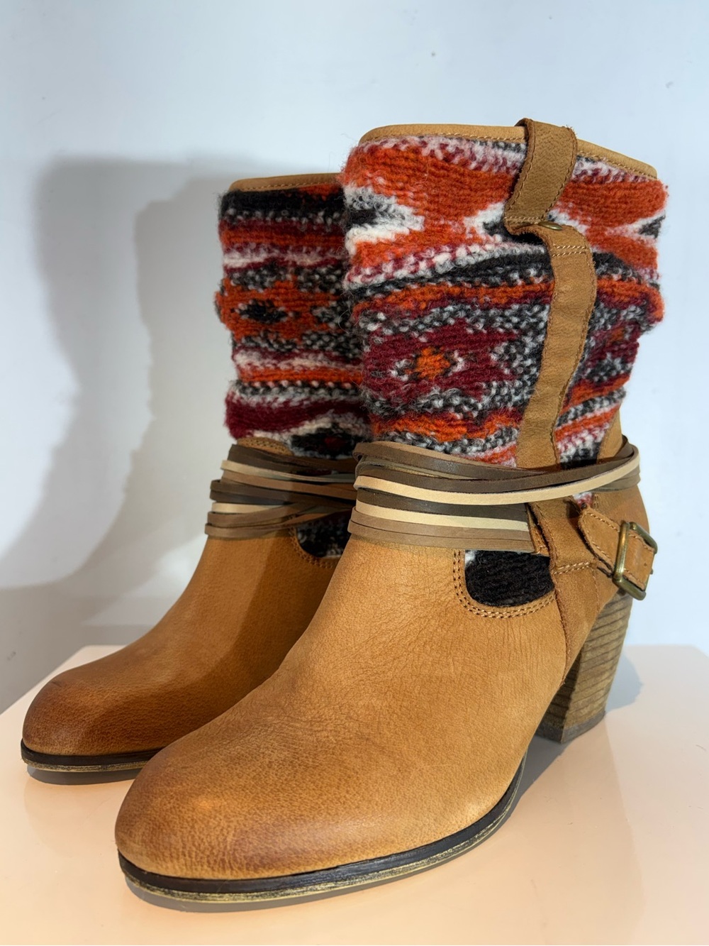 Steve Madden Tolteca Southwest Mid-Calf Boots Womens Size 8.5 Brown Leather